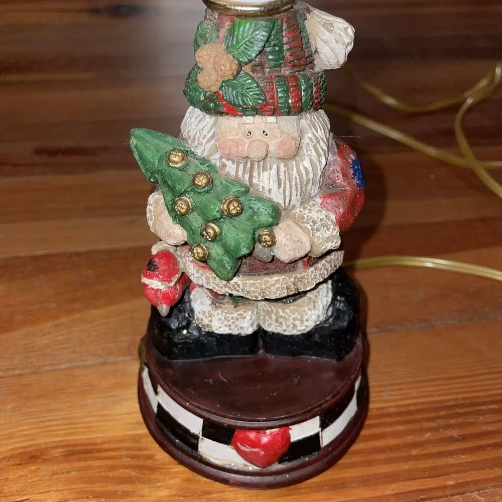 Vintage Christmas Resin Lamp Santa Claus 8x4 TESTED Holiday Decor
